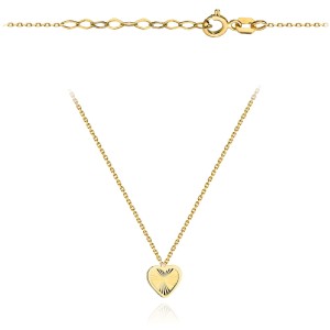 Naszyjnik złoty diamentowane serce w oprawie super lekki pr. 585