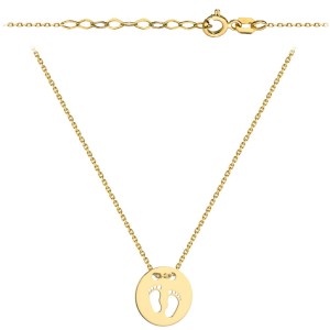 Naszyjnik złoty stópki w kole super lekki