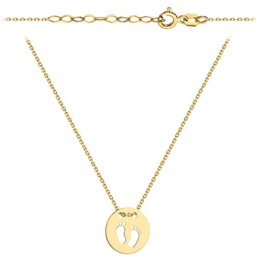 Naszyjnik złoty stópki w kole super lekki