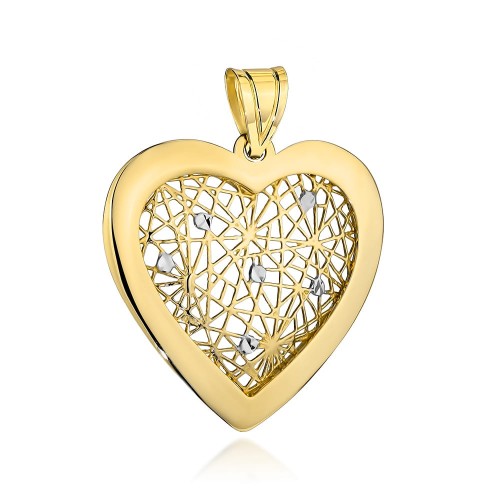 Zawieszka złota ażurowe serce w oprawie