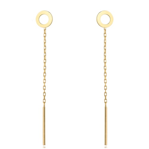 Kolczyki złote przewlekane ringi