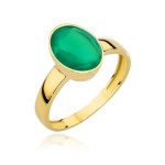 Gold ring with a green agate stone
