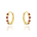 Kolczyki złote kwiatki z cyrkoniami w kolorze fuksji na kreolu