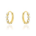 Kolczyki złote kwiatki z białymi cyrkoniami na kreolu