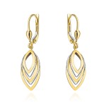 Kolczyki złote listki w dwóch kolorach złota na angielskim zapięciu