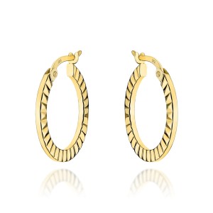 Kolczyki złote kółka żłobione po bokach