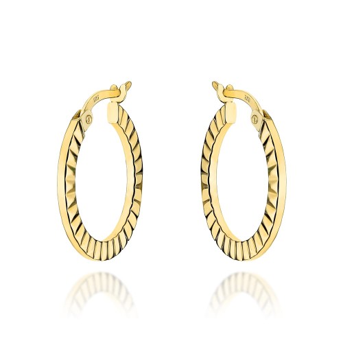 Kolczyki złote kółka żłobione po bokach