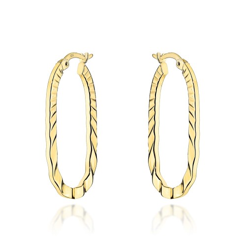 Kolczyki złote owale zdobione po bokach