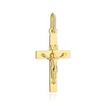A small gold cross with the image of Jesus