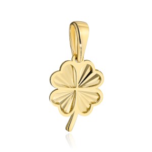 Zawieszka złota diamentowana koniczynka z łodygą pr. 585