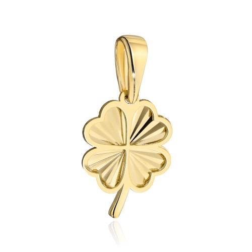 Zawieszka złota diamentowana koniczynka z łodygą pr. 585