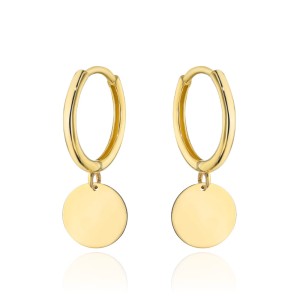 Kolczyki złote kółko z wiszącym pełnym kołem
