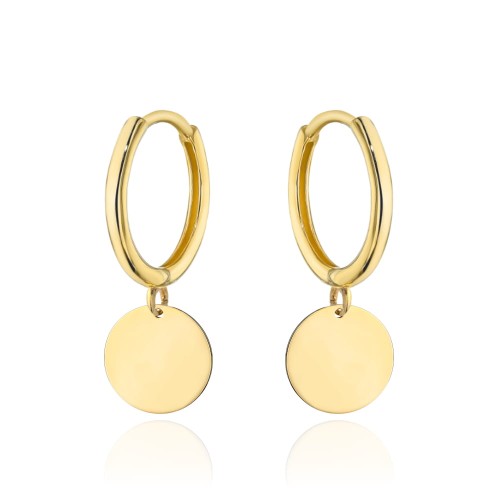 Kolczyki złote kółko z wiszącym pełnym kołem