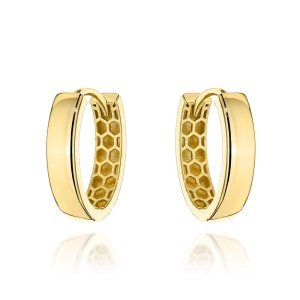 Kolczyki złote owale gładkie wewnątrz ażurowe