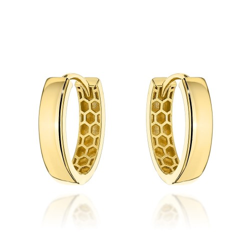 Kolczyki złote owale gładkie wewnątrz ażurowe