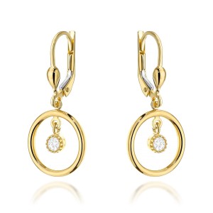 Kolczyki złote kółeczka z cyrkonią na angielskim zapięciu