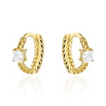 Kolczyki złote plecione z kamieniem