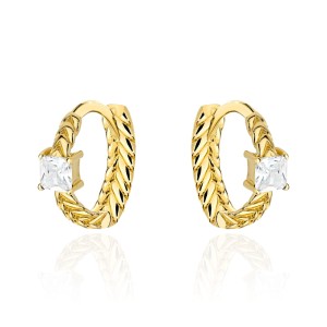 Gold earrings braided with stone