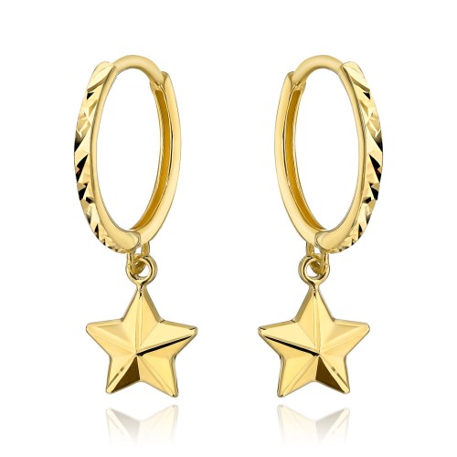 Kolczyki złote kółeczka z gwiazdką