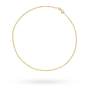 Bransoletka złota na nogę - splot singapure podwójnie skręcony diamentowany