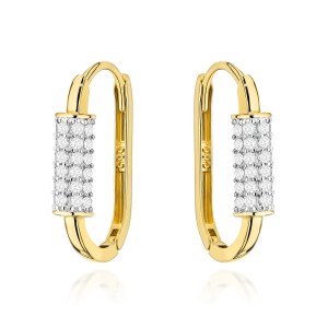 Kolczyki złote owale zdobione cyrkoniami