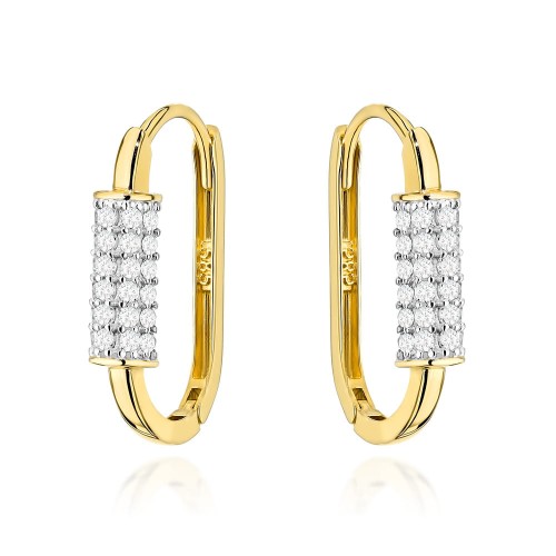 Kolczyki złote owale zdobione cyrkoniami