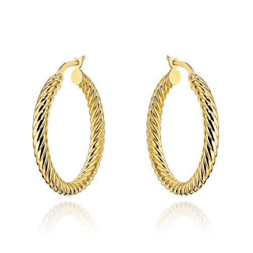 Kolczyki złote kółka o gęstym splocie