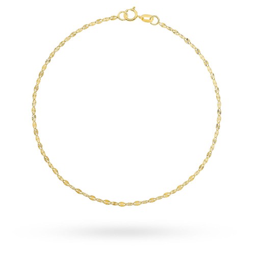 Bransoletka złota delikatne diamentowane owale na nogę