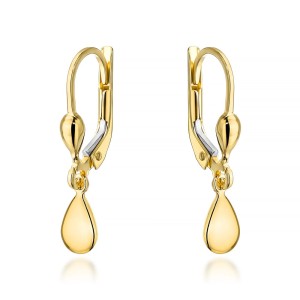 Kolczyki złote wiszące łezki na angielskim zapięciu