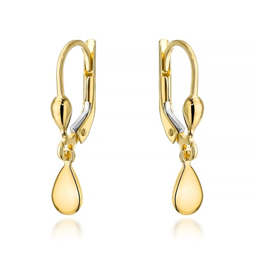 Kolczyki złote wiszące łezki na angielskim zapięciu