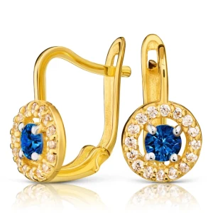 Złote kolczyki zdobione cyrkoniami kółka pr. 333 3.2376n