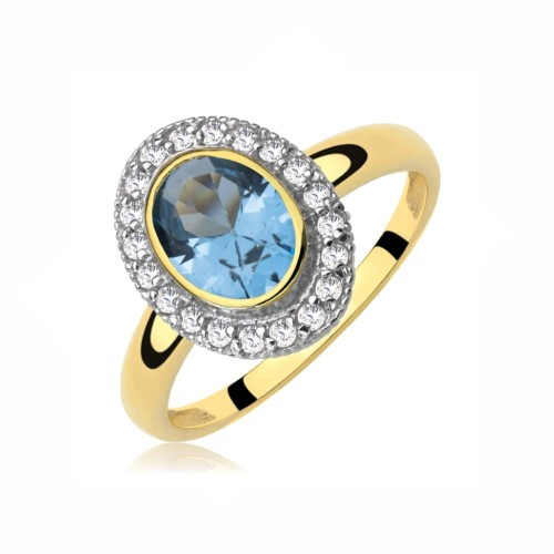 Modny złoty pierścionek cyrkonie duży kamień pr. 333 1.366a