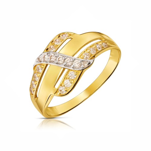 Modny złoty pierścionek pr. 333 cyrkonie przeplatany 1.34
