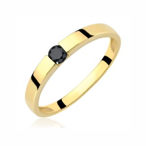 Złoty pierścionek kamień Obrączka czarny kamień pr. 333 1.114c