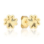 Kolczyki złote diamentowane koniczynki w gładkiej oprawie pr. 585