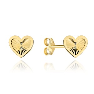 Kolczyki złote diamentowane serduszka w gładkiej oprawie pr. 585