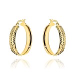 Kolczyki złote koła diamentowane szerokie