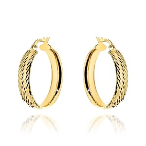 Kolczyki złote koła diamentowane szerokie