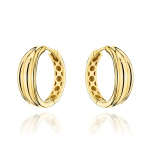 Kolczyki złote kółka zdobione żłobieniem