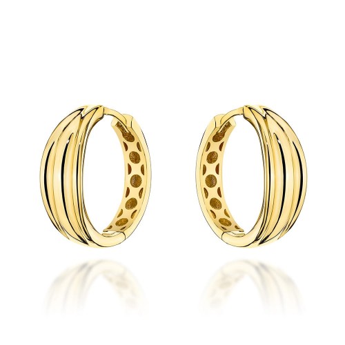 Kolczyki złote kółka zdobione żłobieniem