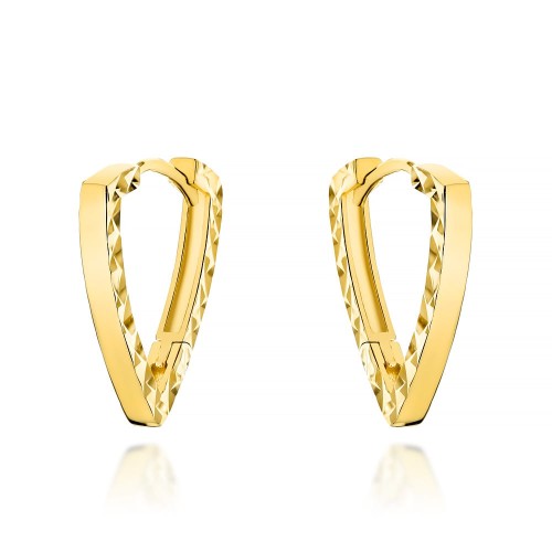 Kolczyki złote diamentowane trójkąty