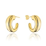 Gold smooth moon earrings on a stick