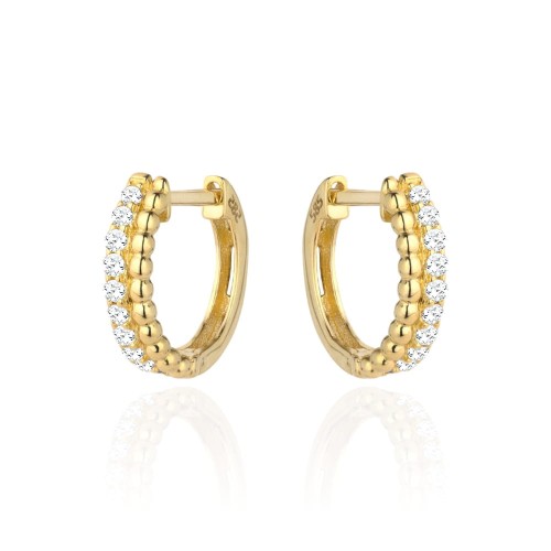 Kolczyki rząd złotych kuleczek i cyrkonii