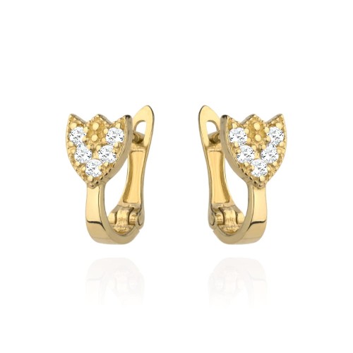 Kolczyki tulipany wysadzane cyrkoniami na angielskim zapięciu