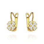 Kolczyki złota koniczynka wypełniona cyrkoniami