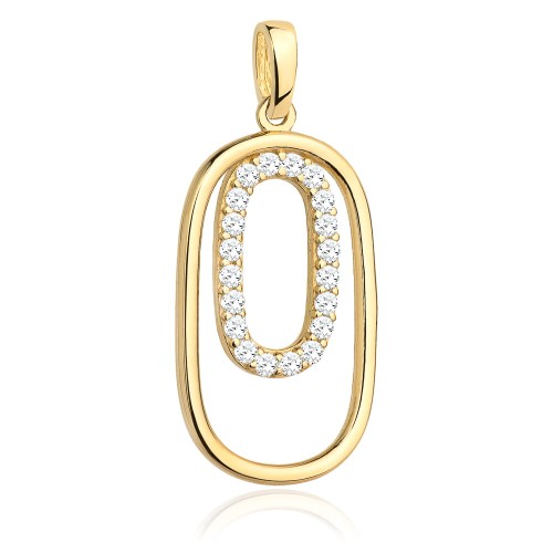 Zawieszka złota dwa owale i cyrkonie