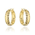 Kolczyki złote koła diamentowane z szeroką szyną