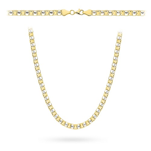 Naszyjnik złoty z kolekcji "PIATTO" w dwóch kolorach złota zdobiony diamentowaniem