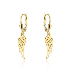Kolczyki złote ażurowe skrzydła na angielskim zapięciu