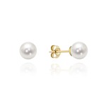 Kolczyki złote z perłą na sztyfcie